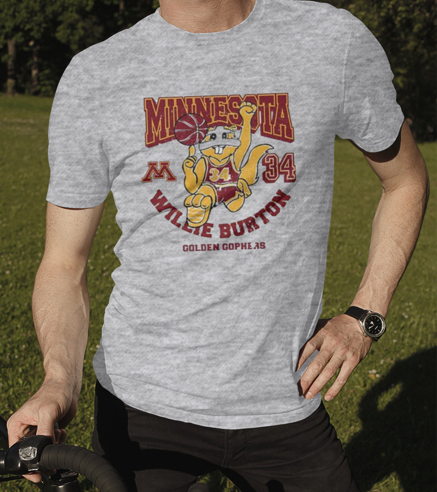 Minnesota 34 Willie Burton Golden Gophers Basketball T-Shirt