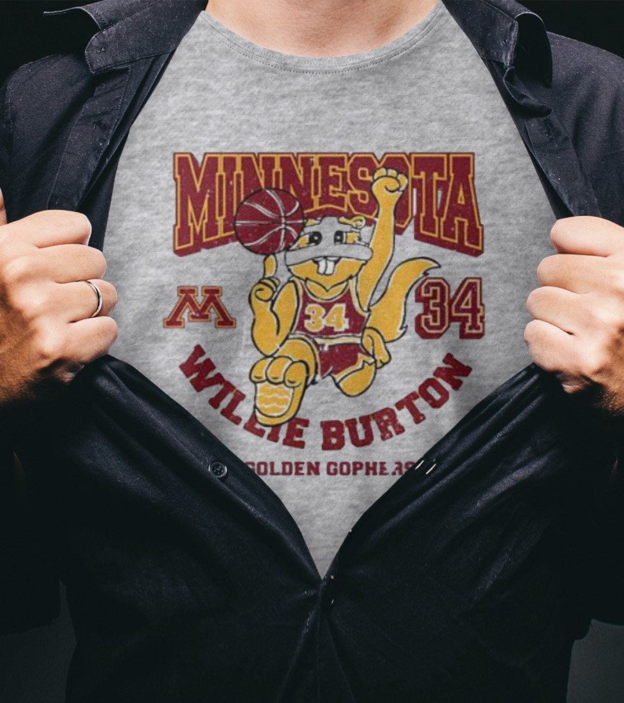 Minnesota 34 Willie Burton Golden Gophers Basketball T-Shirt