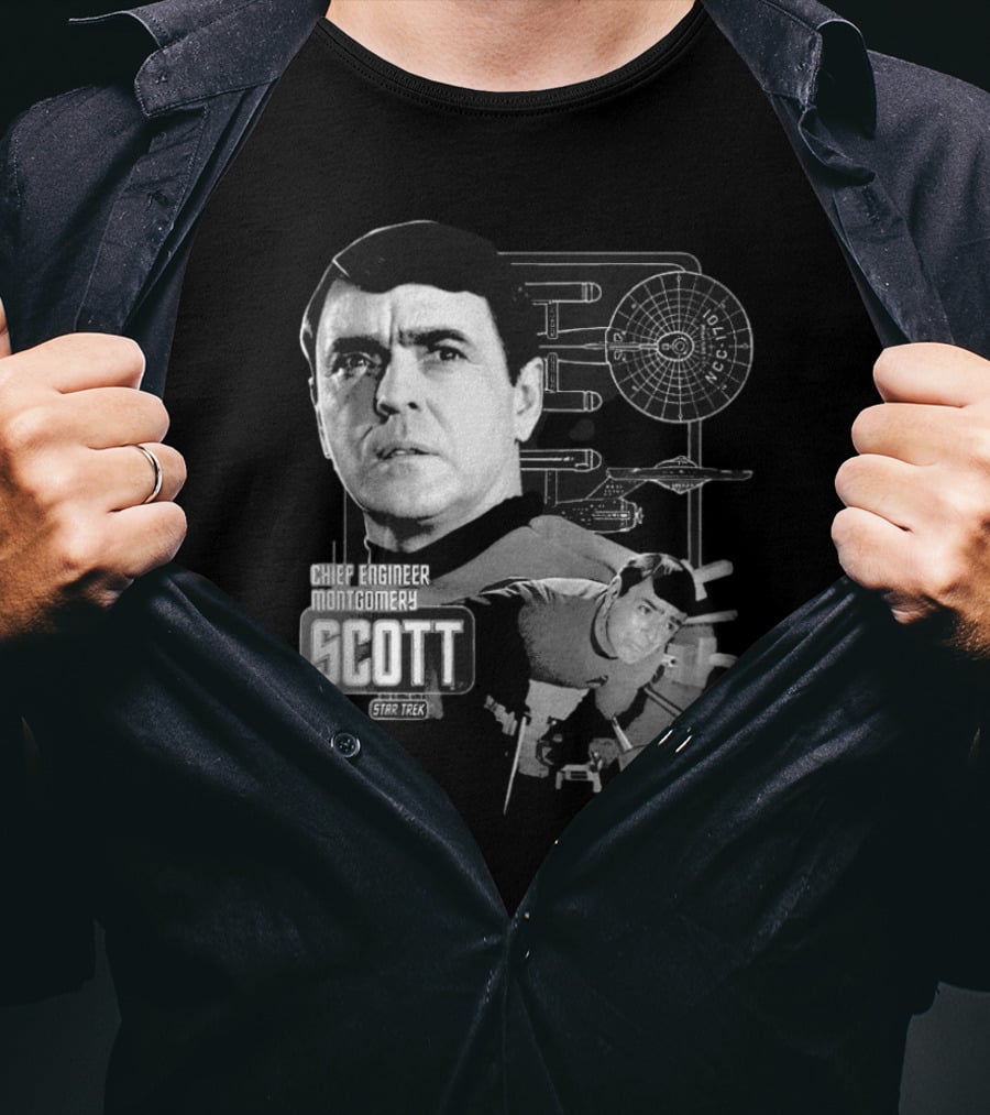 Chief Engineer Montgomery Scott Star Trek Enterprise Blueprint T-Shirt