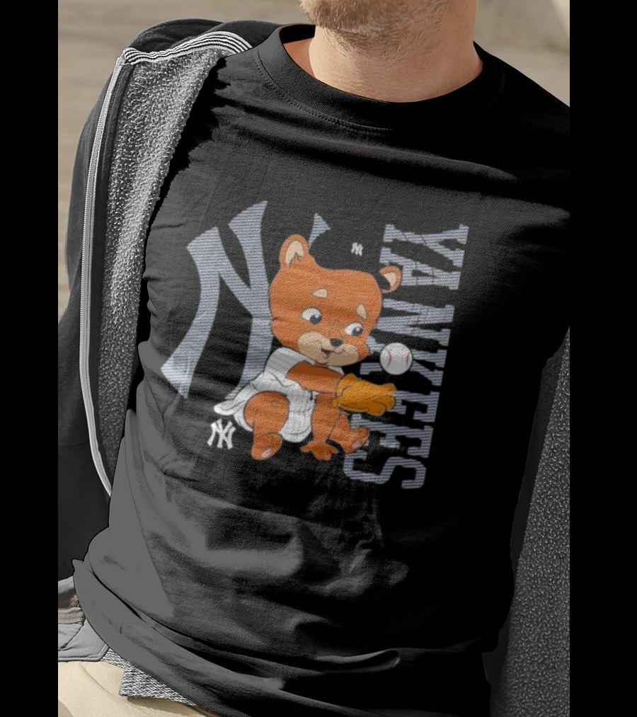 Yankees Infant Mascot Bear With Baseball And Iconic NY T-Shirt