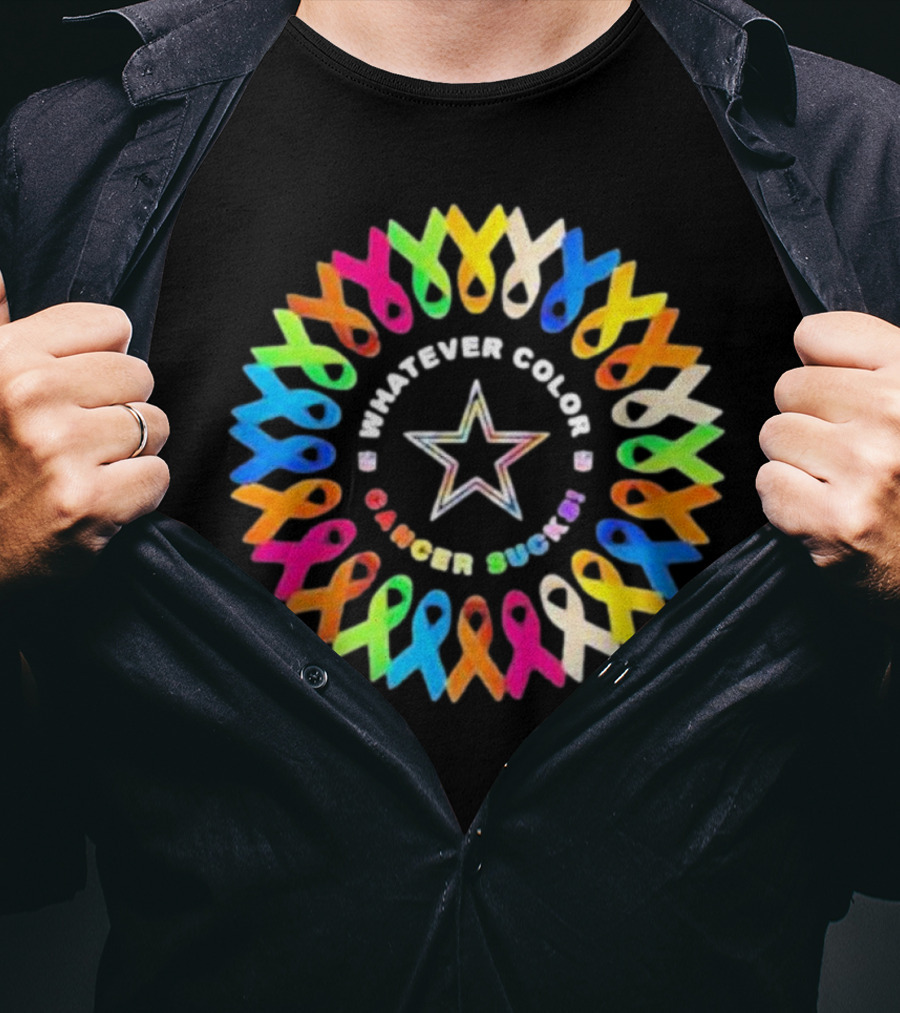Dallas Cowboys Whatever Color Cancer Sucks Awareness Ribbons Star T-Shirt