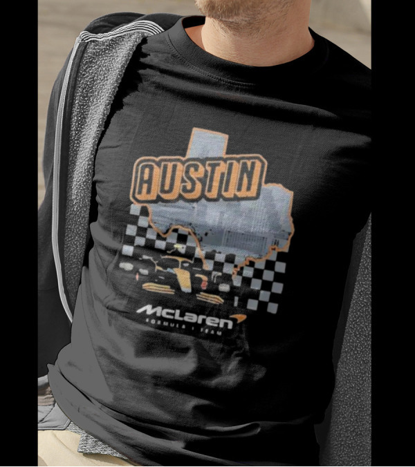 Mclaren Formula 1 Team Austin Texas Racing Circuit Checkered Skyline T-Shirt