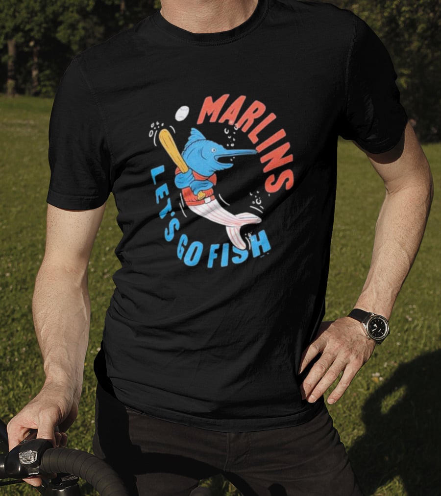Miami Marlins Let’s Go Fish Tri-Blend Homage Doodle Collection T-Shirt