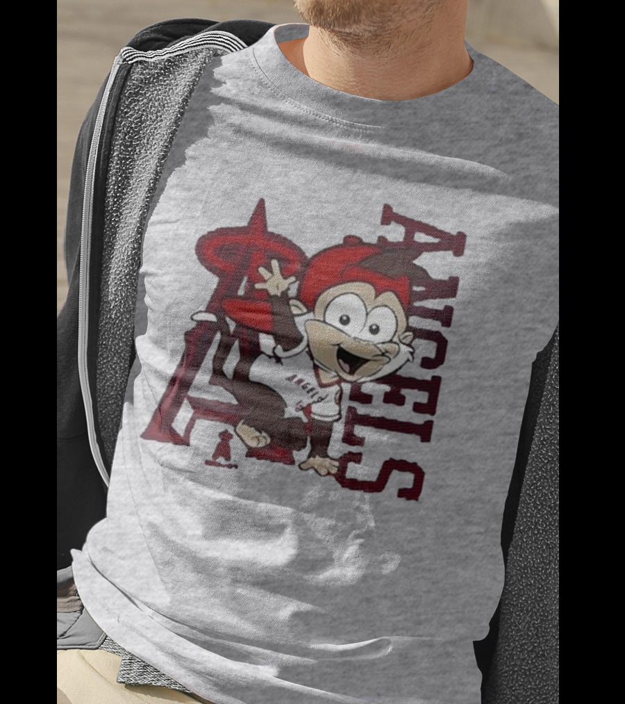 Los Angeles Angels Infant Mascot 2.0 Cheerful Cartoon Character With Iconic Logo And Text 'Angels' T-Shirt