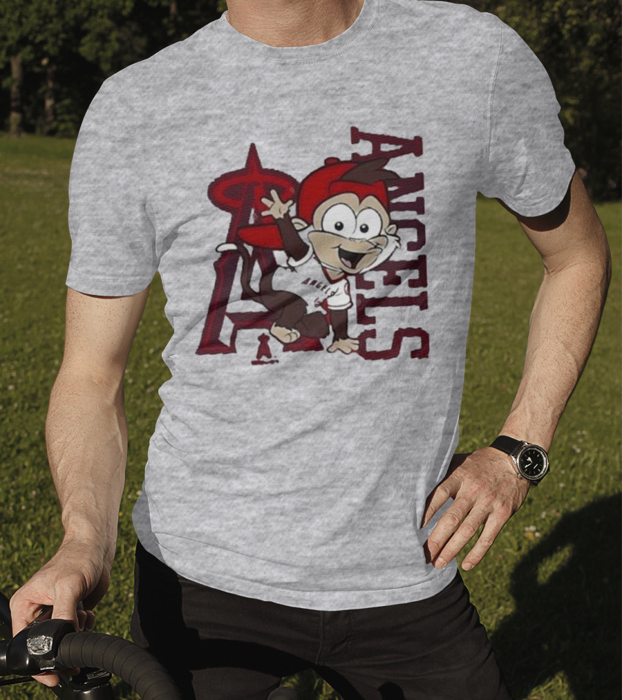Los Angeles Angels Infant Mascot 2.0 Cheerful Cartoon Character With Iconic Logo And Text 'Angels' T-Shirt