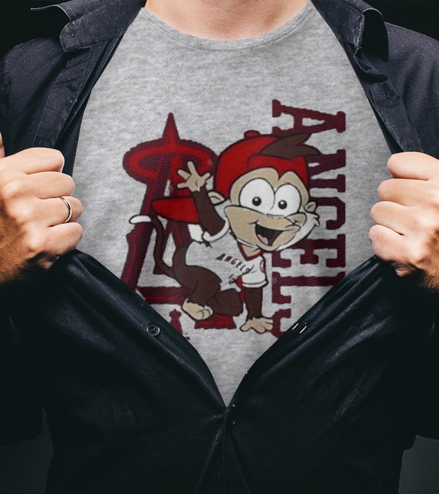 Los Angeles Angels Infant Mascot 2.0 Cheerful Cartoon Character With Iconic Logo And Text 'Angels' T-Shirt