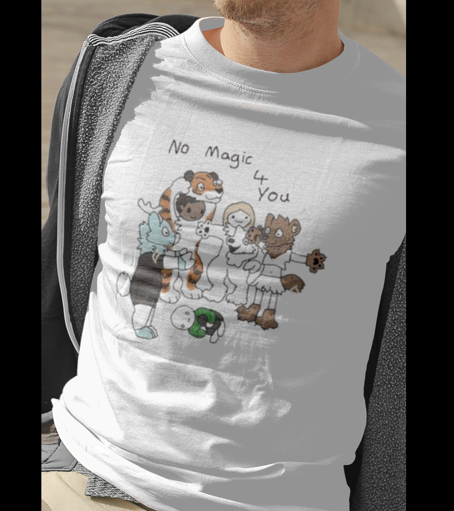 No Magic 4 You Cartoon Animals Group Hugging Animated Creatures T-Shirt