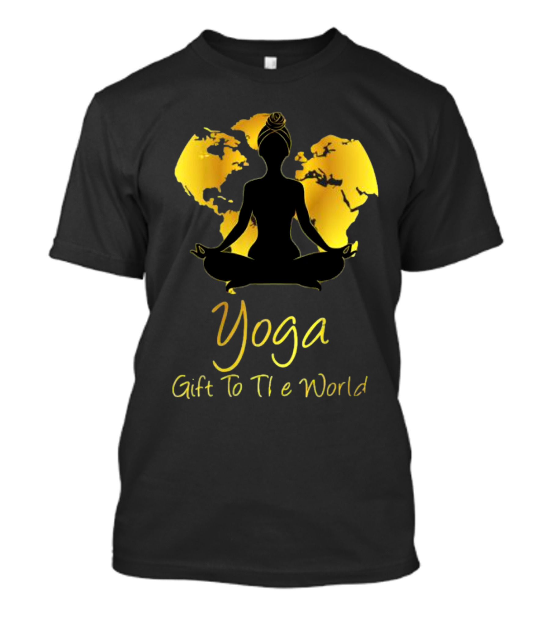 Yoga Gift To The World Globe Silhouette Meditation T-Shirt