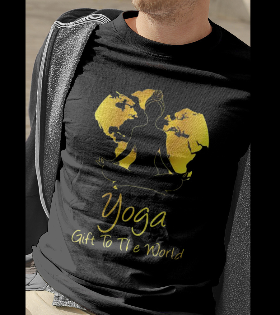 Yoga Gift To The World Globe Silhouette Meditation T-Shirt