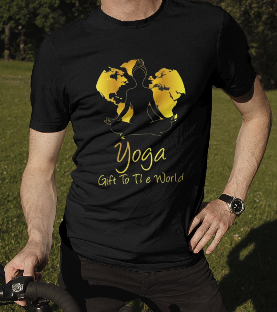 Yoga Gift To The World Globe Silhouette Meditation T-Shirt