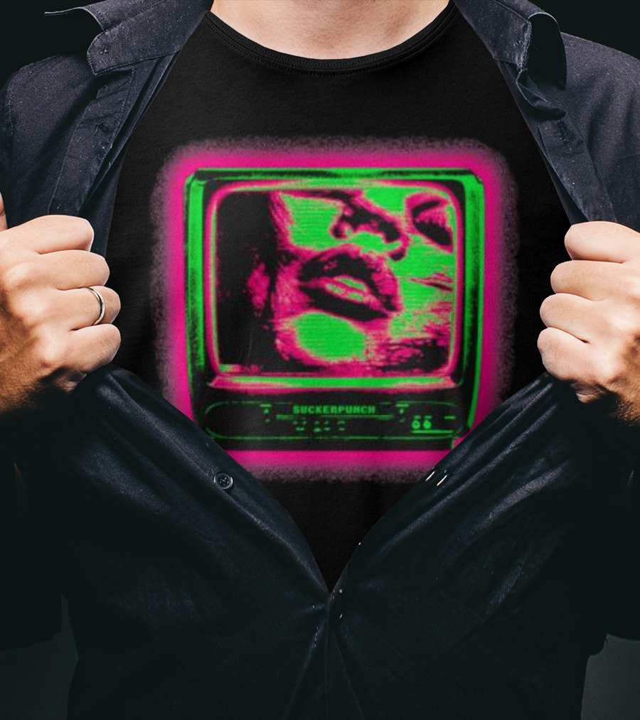 Suckerpunch TV Neon Lips Retro Screen T-Shirt