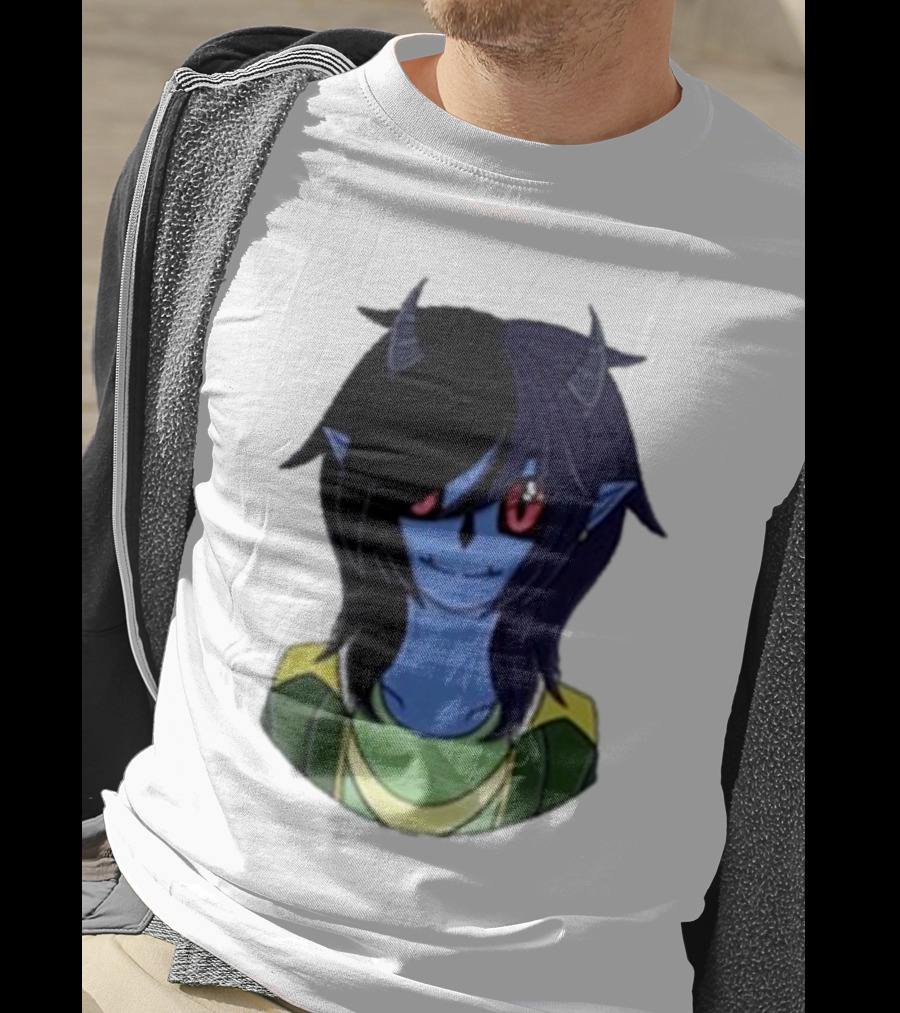 Zombicplayz's Anime-Style Blue Demon Character With Red Eyes And Horns T-Shirt