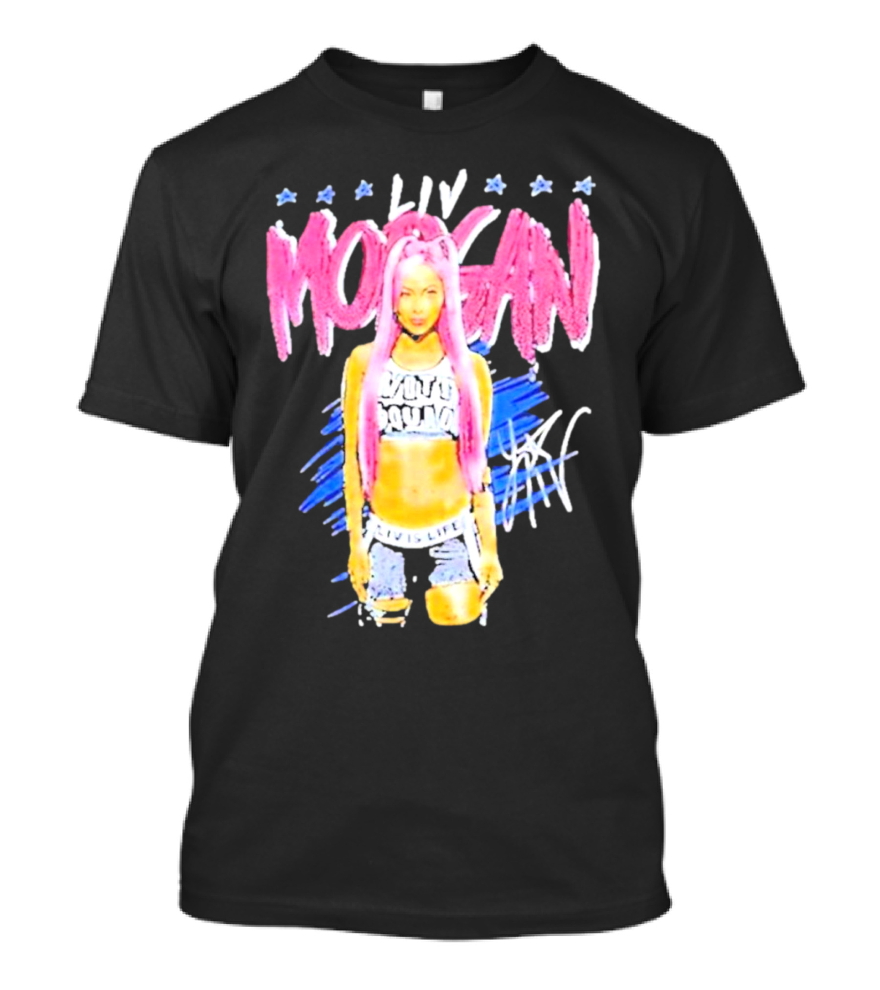 Liv Morgan Pop Signature Blue Stars T-Shirt