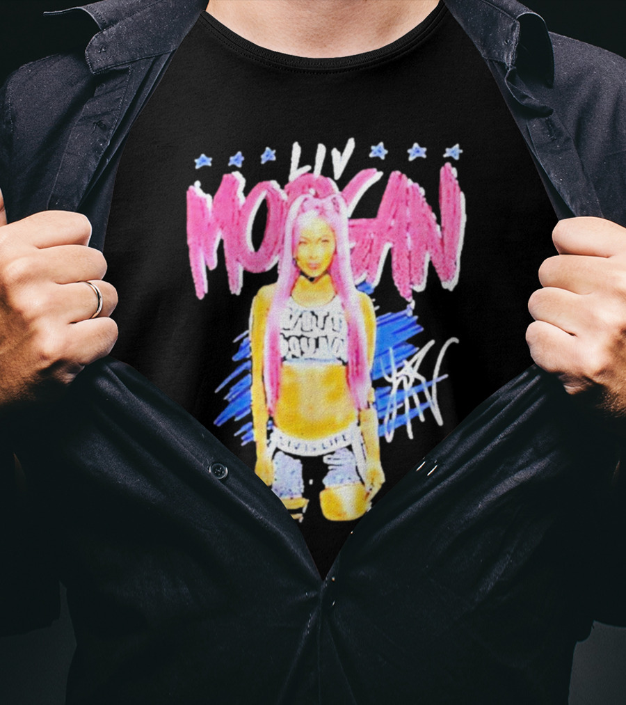 Liv Morgan Pop Signature Blue Stars T-Shirt