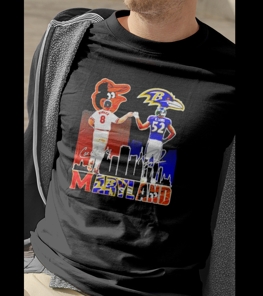 Cal Ripken Ray Lewis Baltimore Orioles Ravens Maryland Signatures T-Shirt