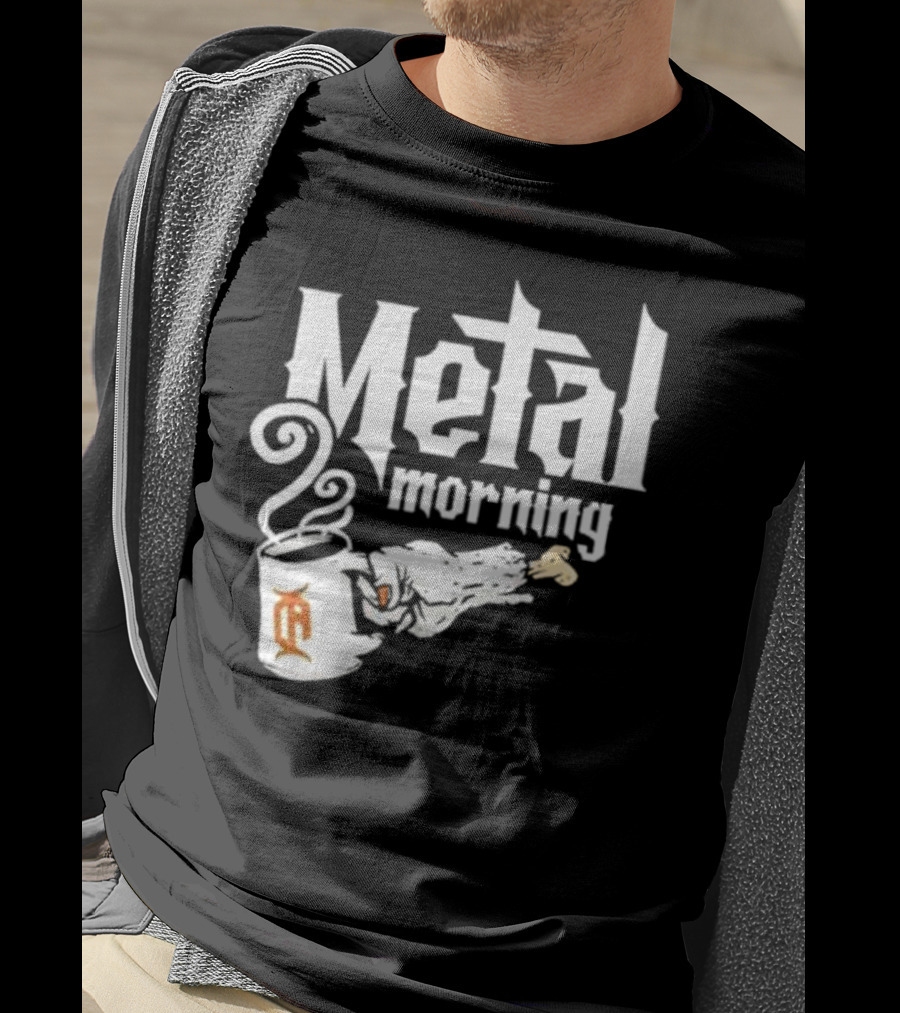 Metal Morning Skeleton Hand Coffee Cup T-Shirt