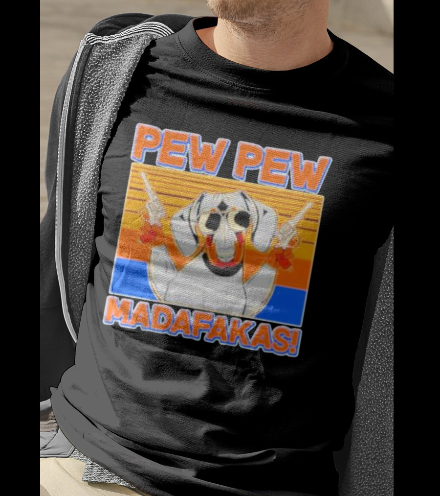 Pew Pew Madafakas Dachshund Dog Vintage Retro Guns T-Shirt