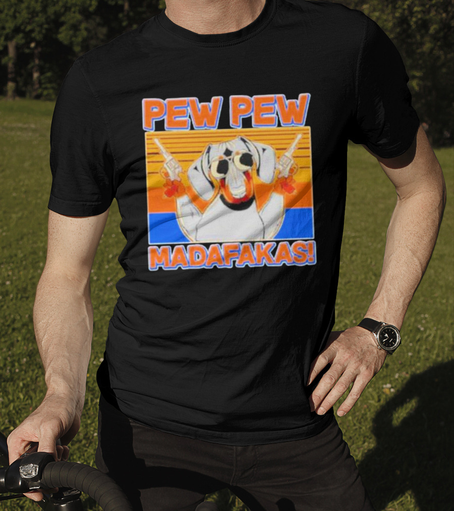 Pew Pew Madafakas Dachshund Dog Vintage Retro Guns T-Shirt
