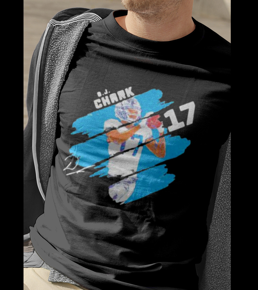 D.J. Chark Carolina Panthers Stripes 17 Signature T-Shirt