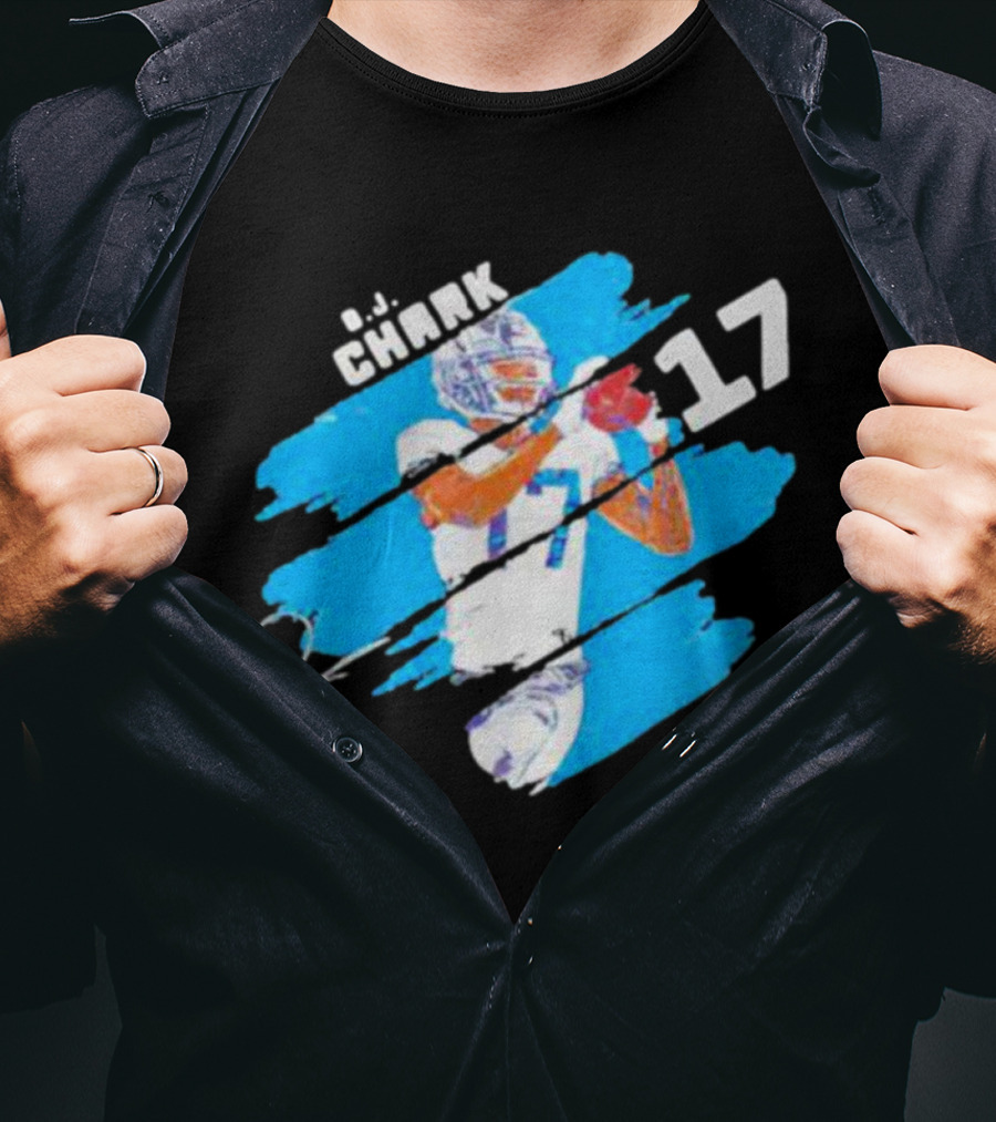 D.J. Chark Carolina Panthers Stripes 17 Signature T-Shirt