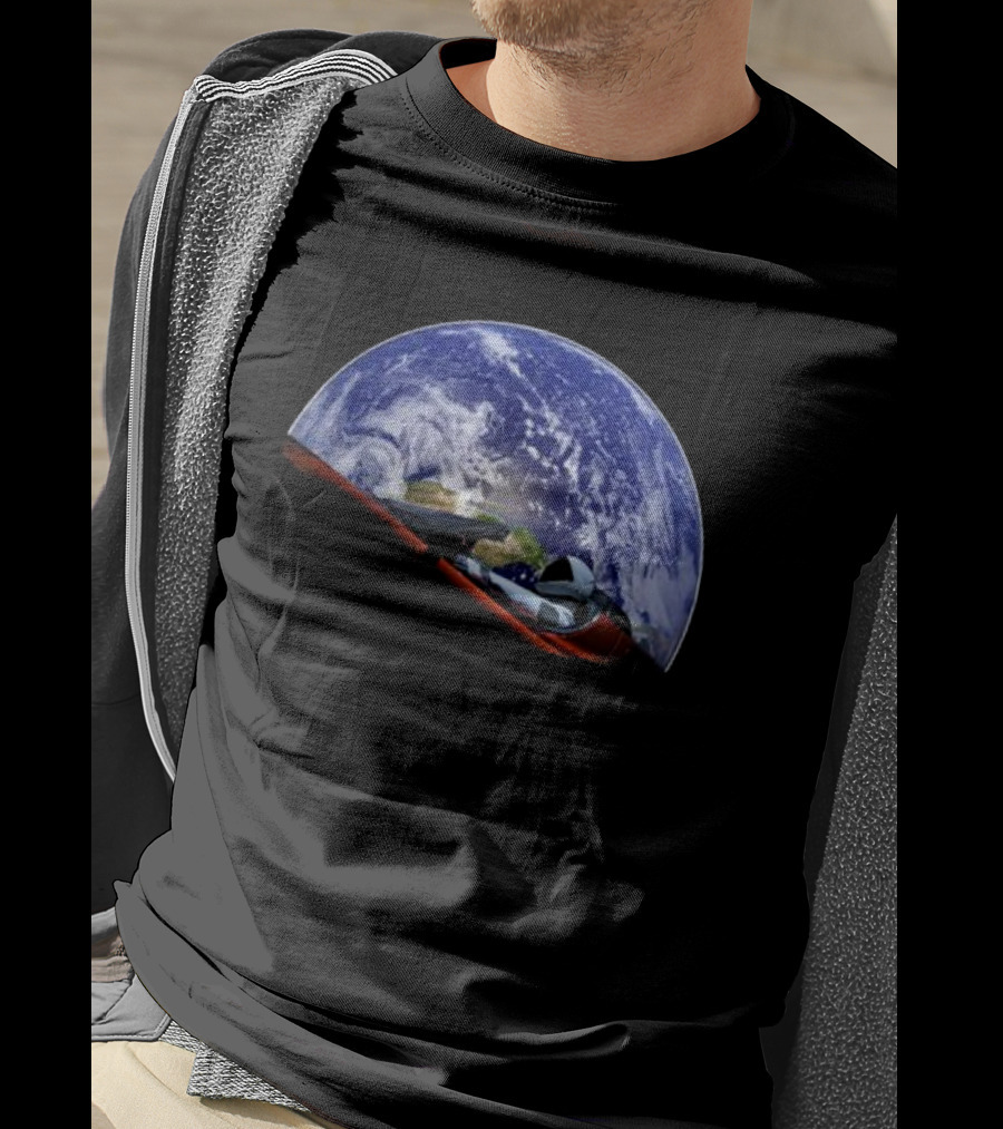 Elon Musk SpaceX Starman Earth Background T-Shirt