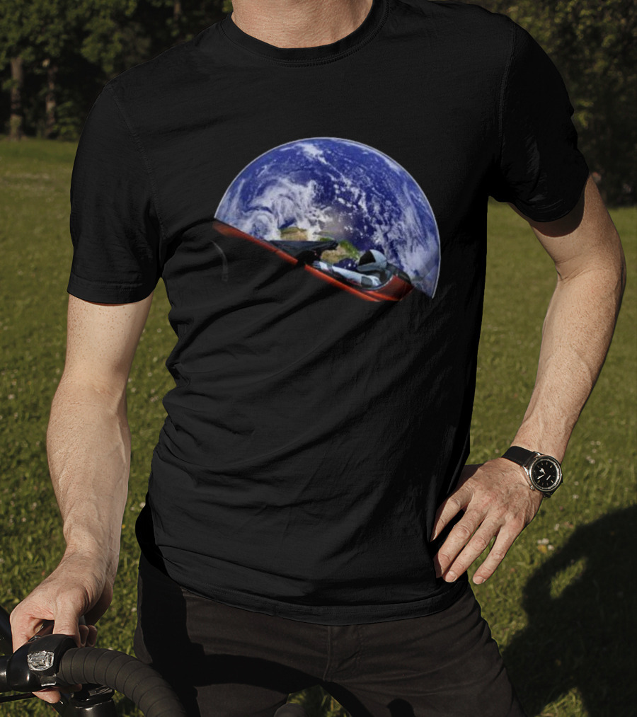 Elon Musk SpaceX Starman Earth Background T-Shirt