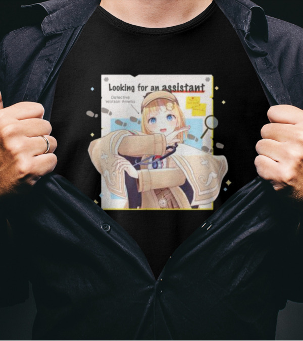 Detective Watson Amelia Looking For An Assistant Magnifying Glass And Notes T-Shirt