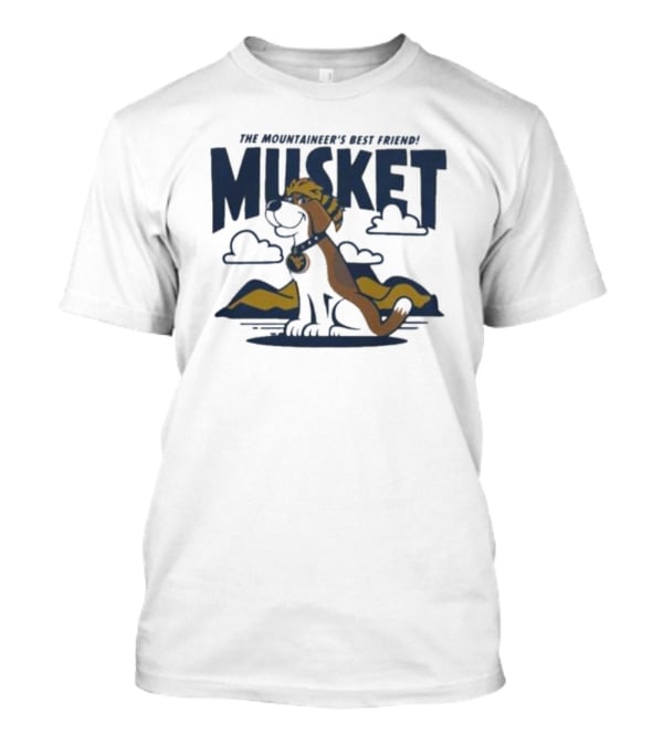 West Virginia Musket The Mountaineer’s Best Friend Golden Dog In Mountain Landscape T-Shirt