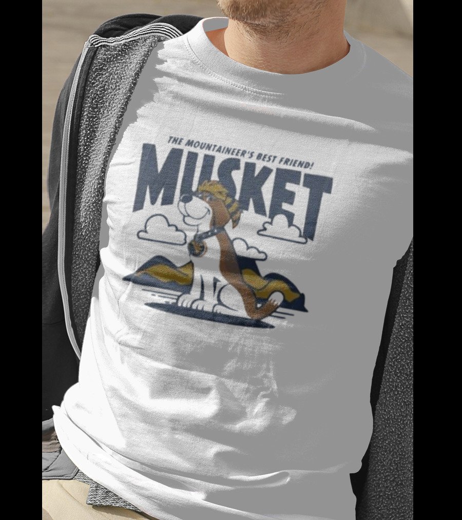 West Virginia Musket The Mountaineer’s Best Friend Golden Dog In Mountain Landscape T-Shirt