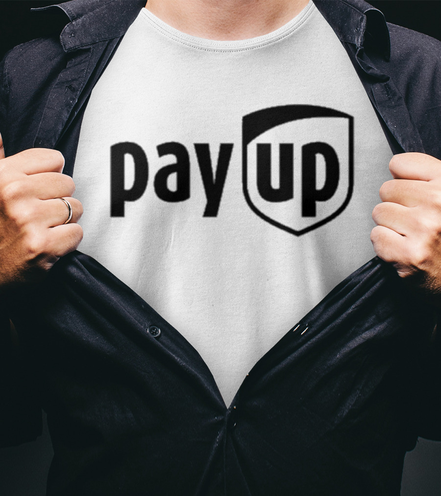 Sean M. O’Brien Pay Up Shield Inspired Text Motif T-Shirt