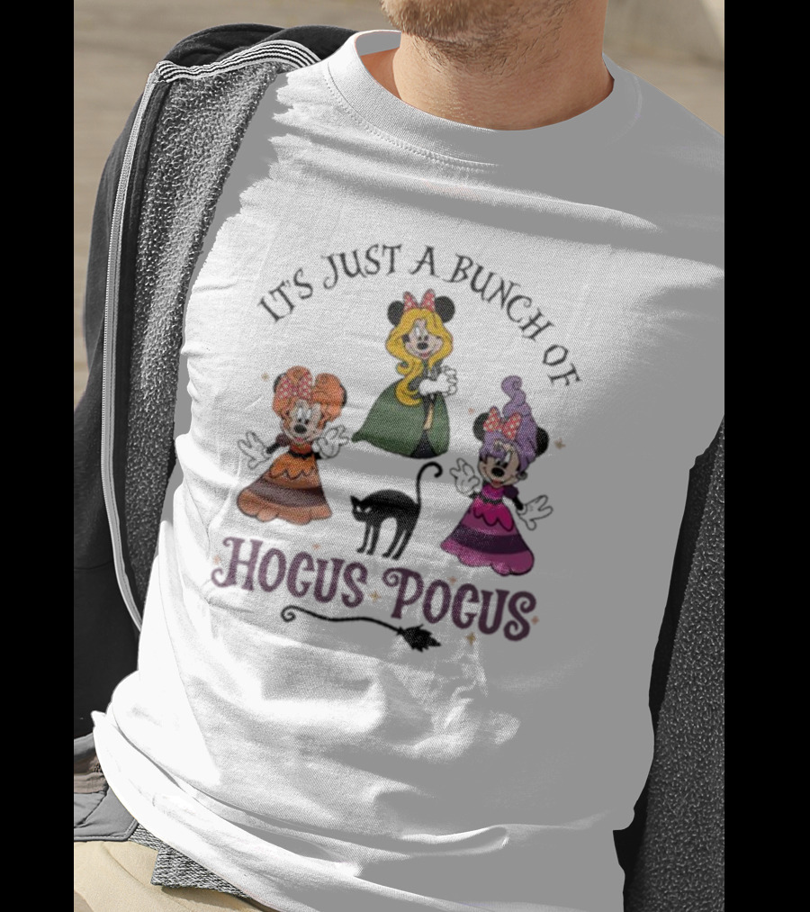 Disney Mickey It's Just A Bunch Of Hocus Pocus Halloween Black Cat Trio T-Shirt