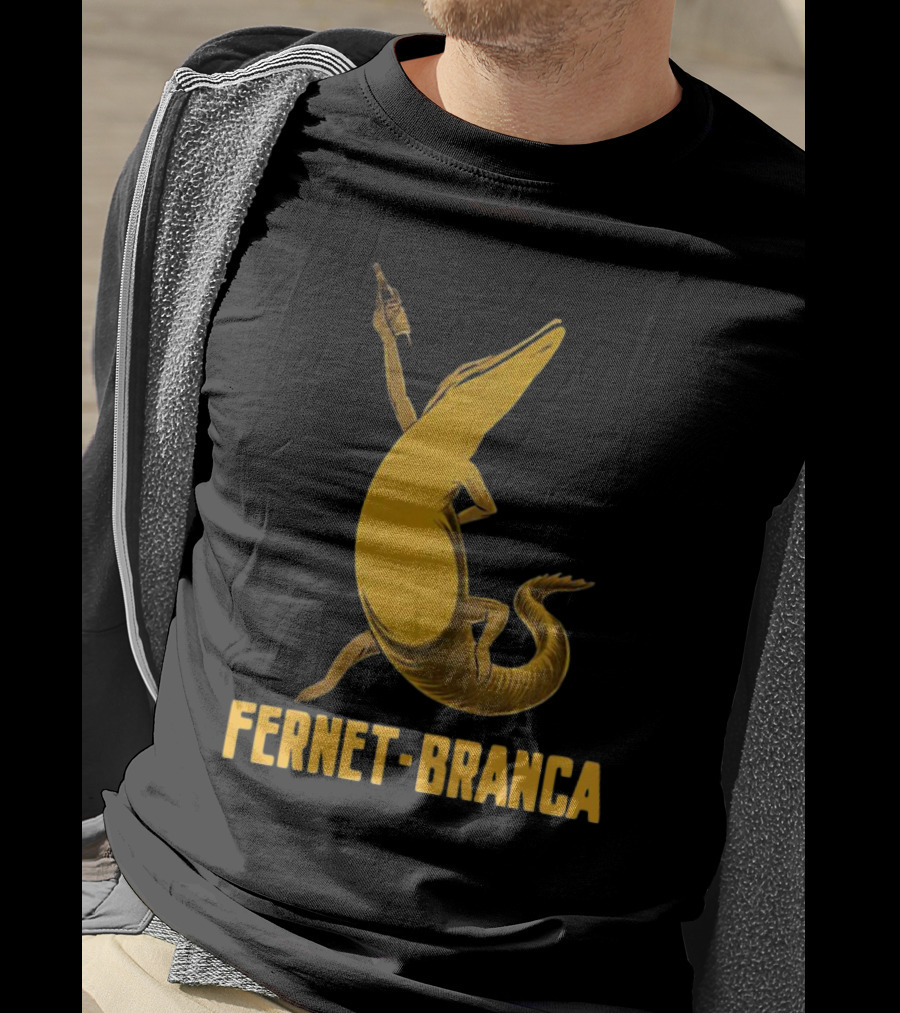 Fernet Branca Crocodile Holding Bottle Iconic Beverage T-Shirt
