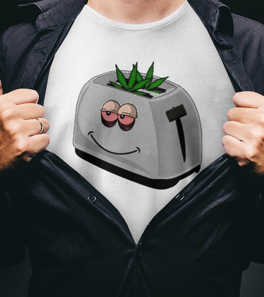 Toasted Weed Toaster With Cannabis Leaves And Relaxed Face T-Shirt