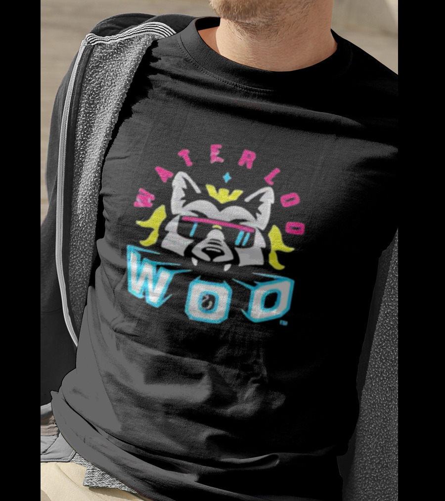 Waterloo Woo Retro Raccoon With Sunglasses And Crown In Neon Colors T-Shirt