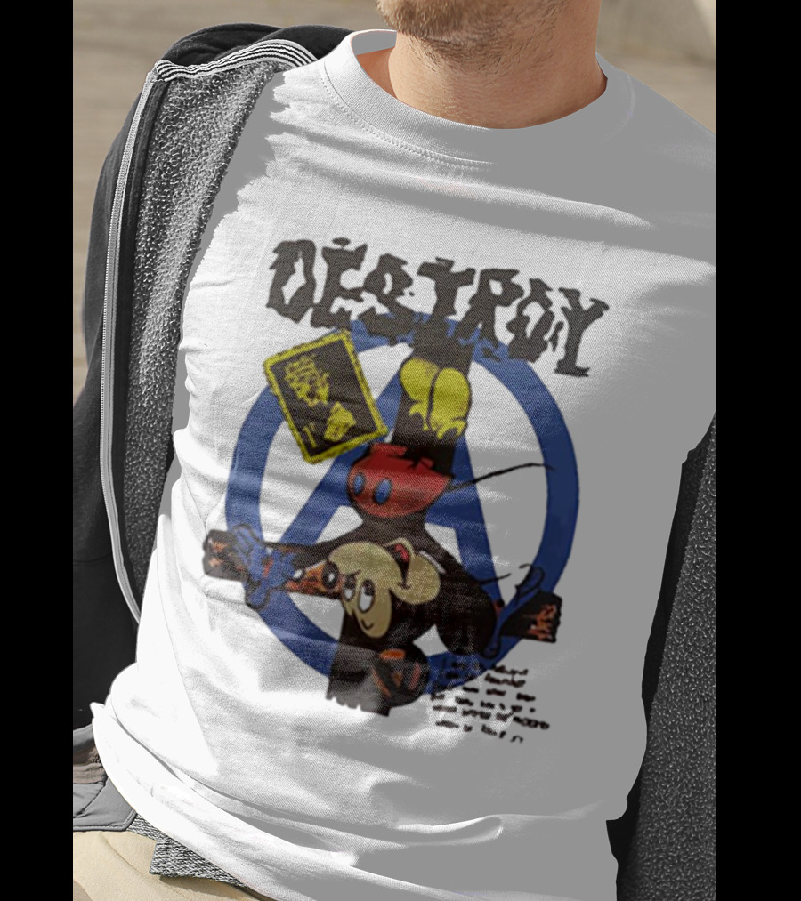 Destroy Crucified Mickey Mouse With Anarchy Symbol Seditionaries T-Shirt