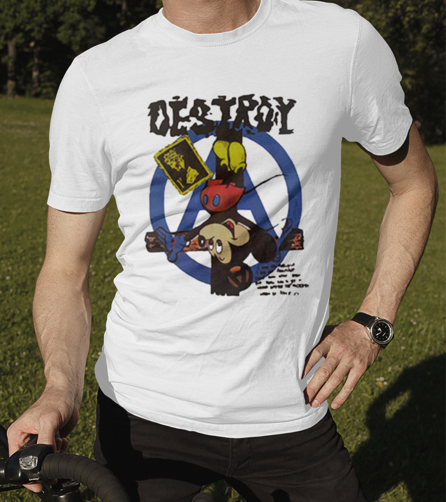 Destroy Crucified Mickey Mouse With Anarchy Symbol Seditionaries T-Shirt