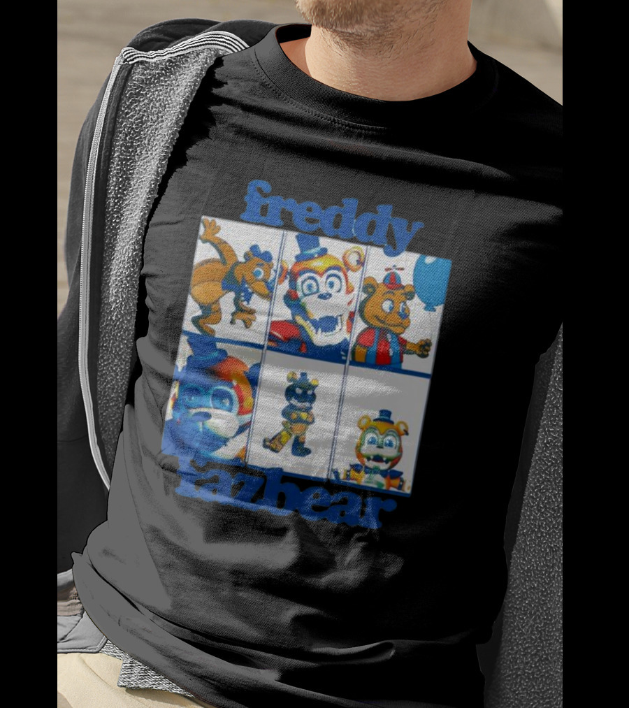 Freddy Fazbear Animated Comic Style Grid Boyfriend Fit Girls T-Shirt