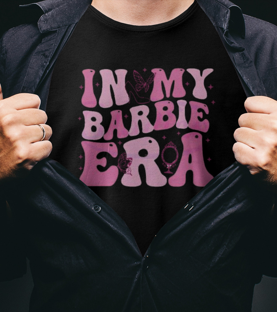 In My Barbie Era Butterfly Mirror Pink Letters T-Shirt
