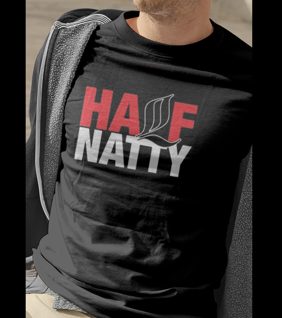 HALF NATTY Gym Bodybuilding Styled Leaf Motif T-Shirt