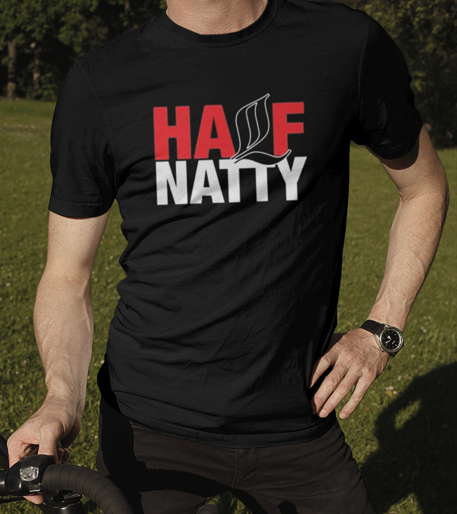 HALF NATTY Gym Bodybuilding Styled Leaf Motif T-Shirt