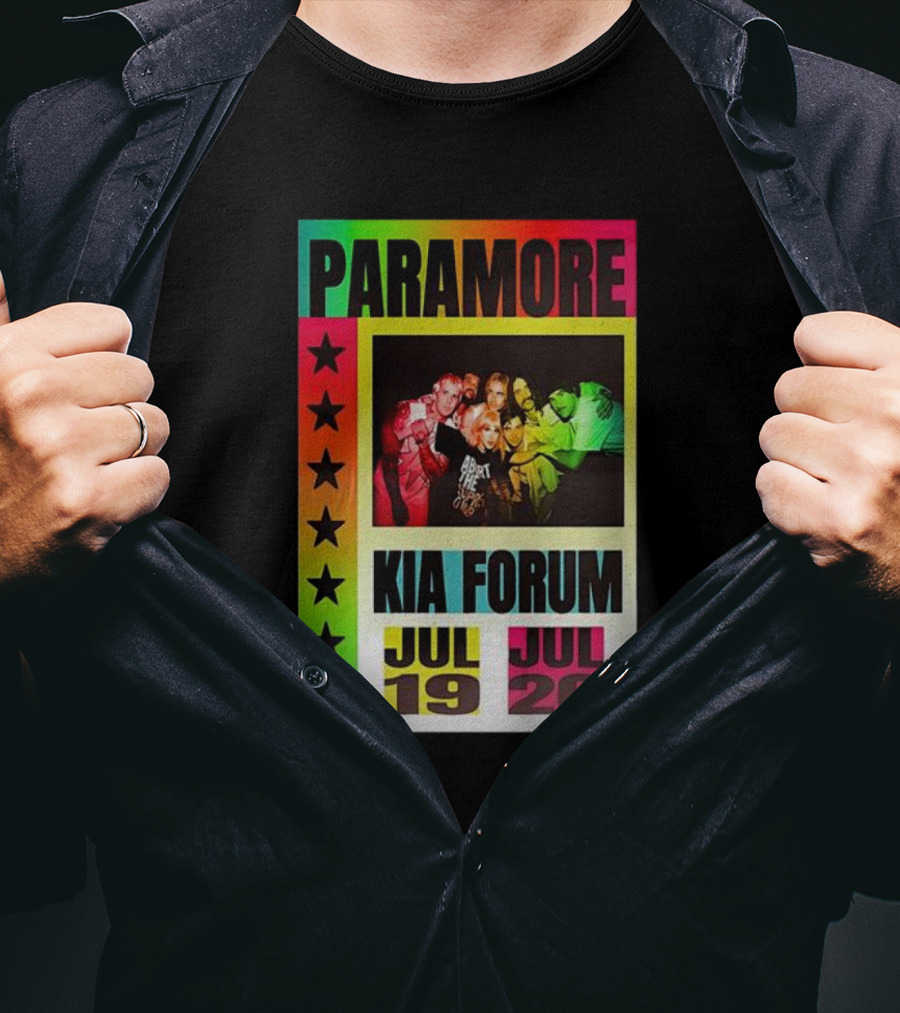 Paramore Kia Forum July 19 20 Starburst Neon Group T-Shirt