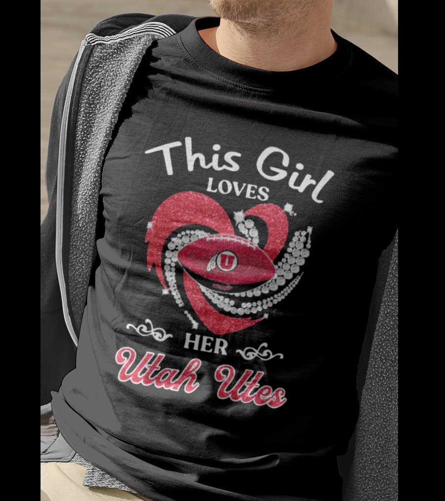 This Girl Loves Her Utah Utes Football Heart T-Shirt