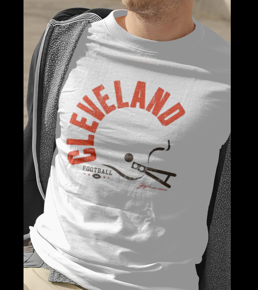 Cleveland Football Helmet Bold Type T-Shirt