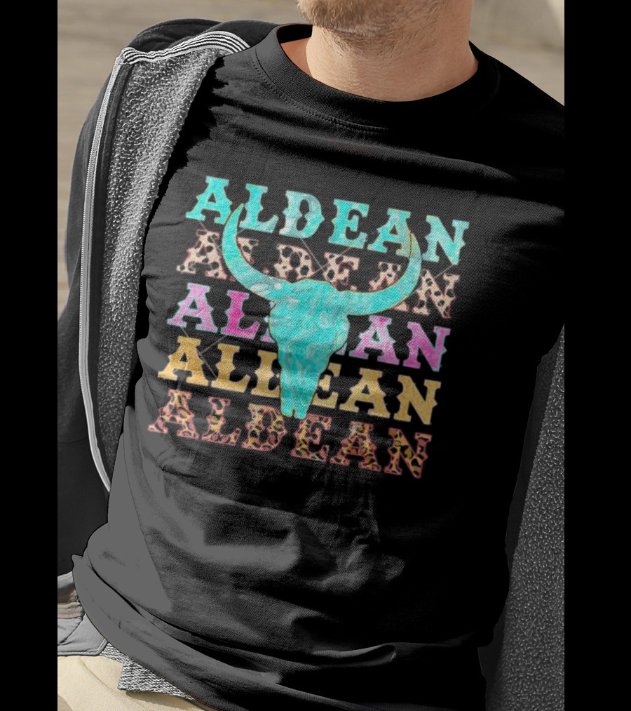 Aldean Bullhorn Leopard Skull Colorful Cowhide T-Shirt