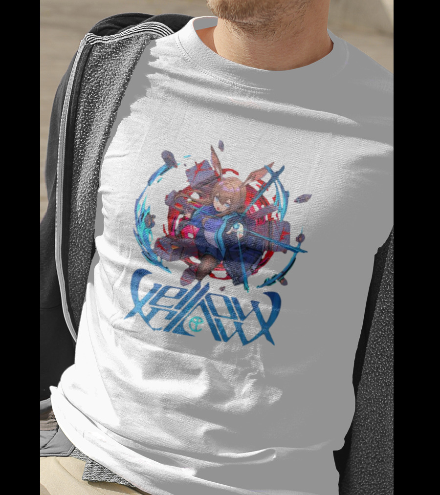 Arknights Yellow Claw Character With Sword And Energy Circle T-Shirt