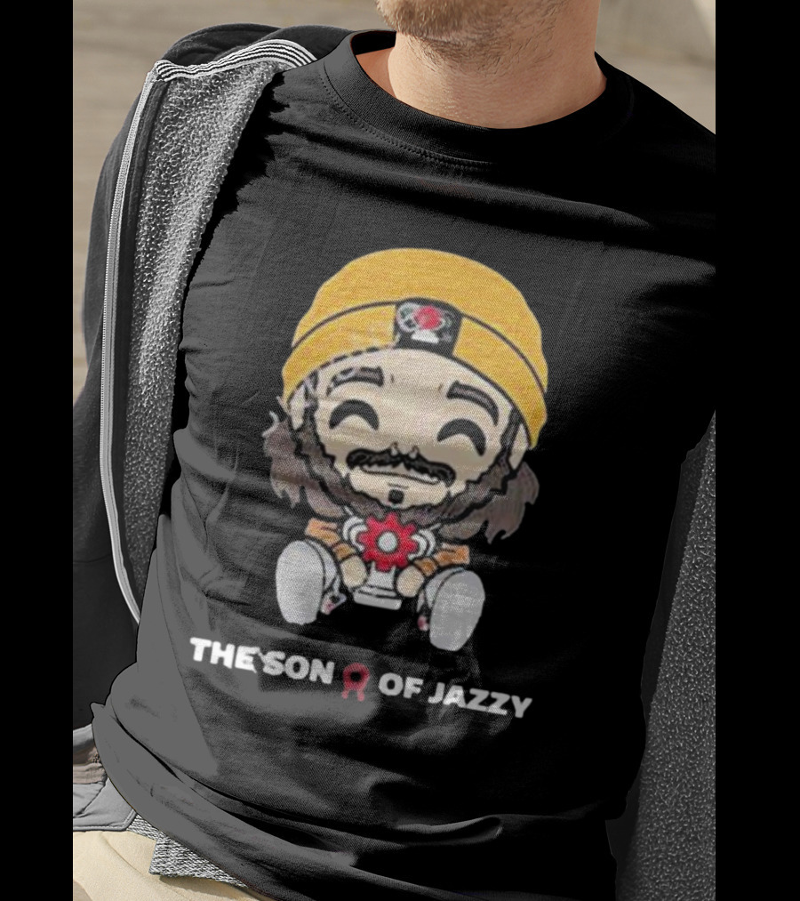 Son Of Jazzy Whimsical Cartoon Character With Yellow Beanie And Flower T-Shirt