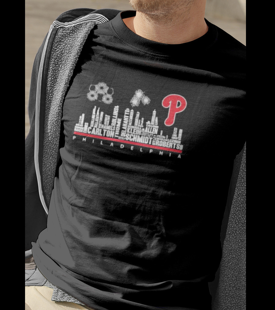 Philadelphia Skyline Phillies Players Legends Names Iconic T-Shirt