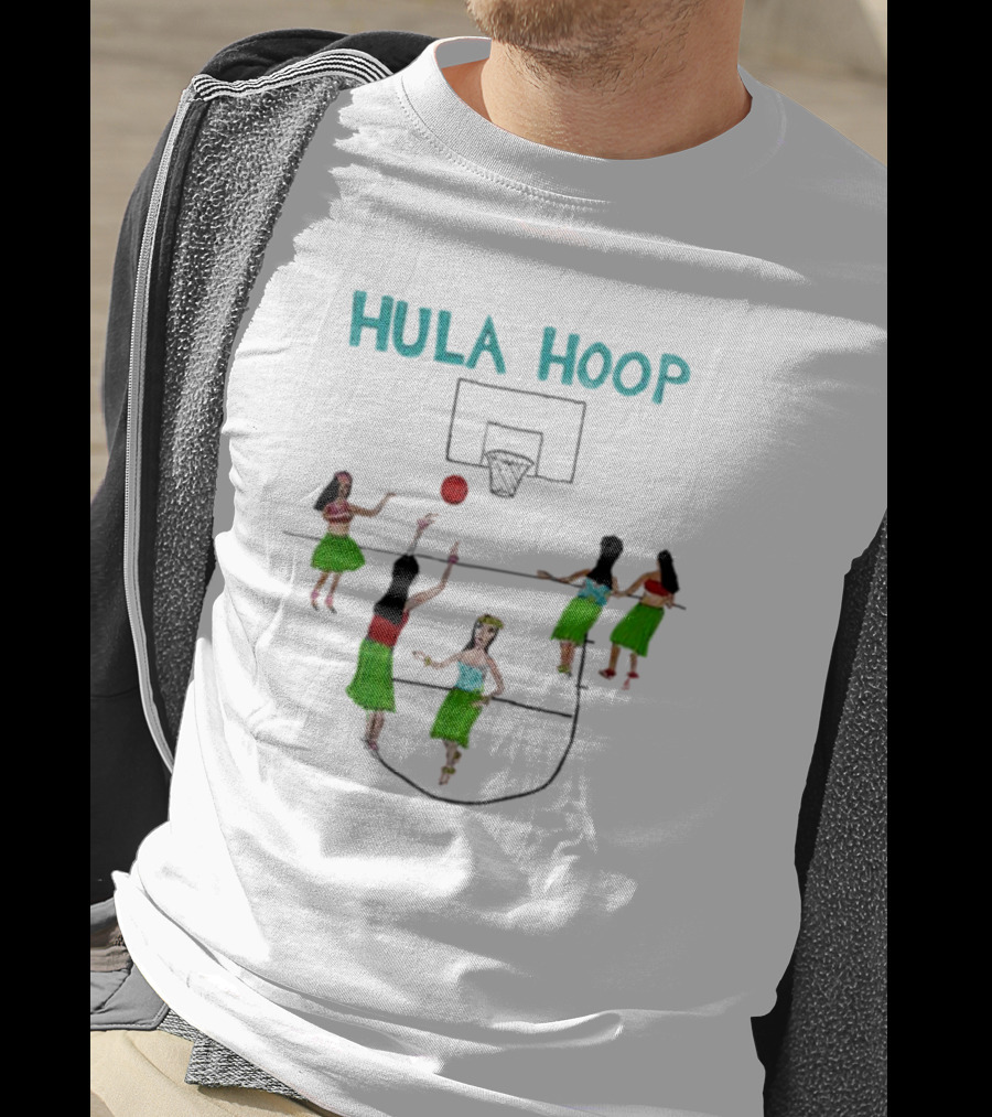 Hula Hoop Basketball Hula Dancers Court Scene T-Shirt
