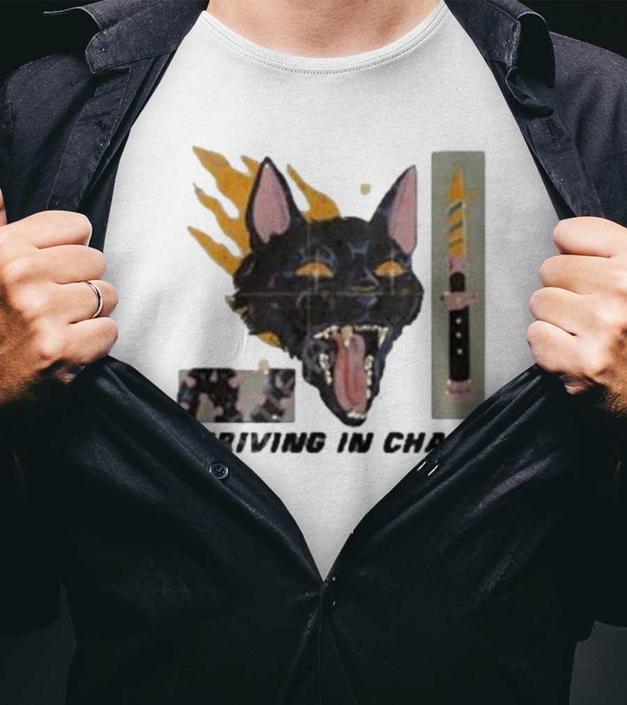 Galactixy Thriving In Chaos Cat With Flames And Dagger T-Shirt