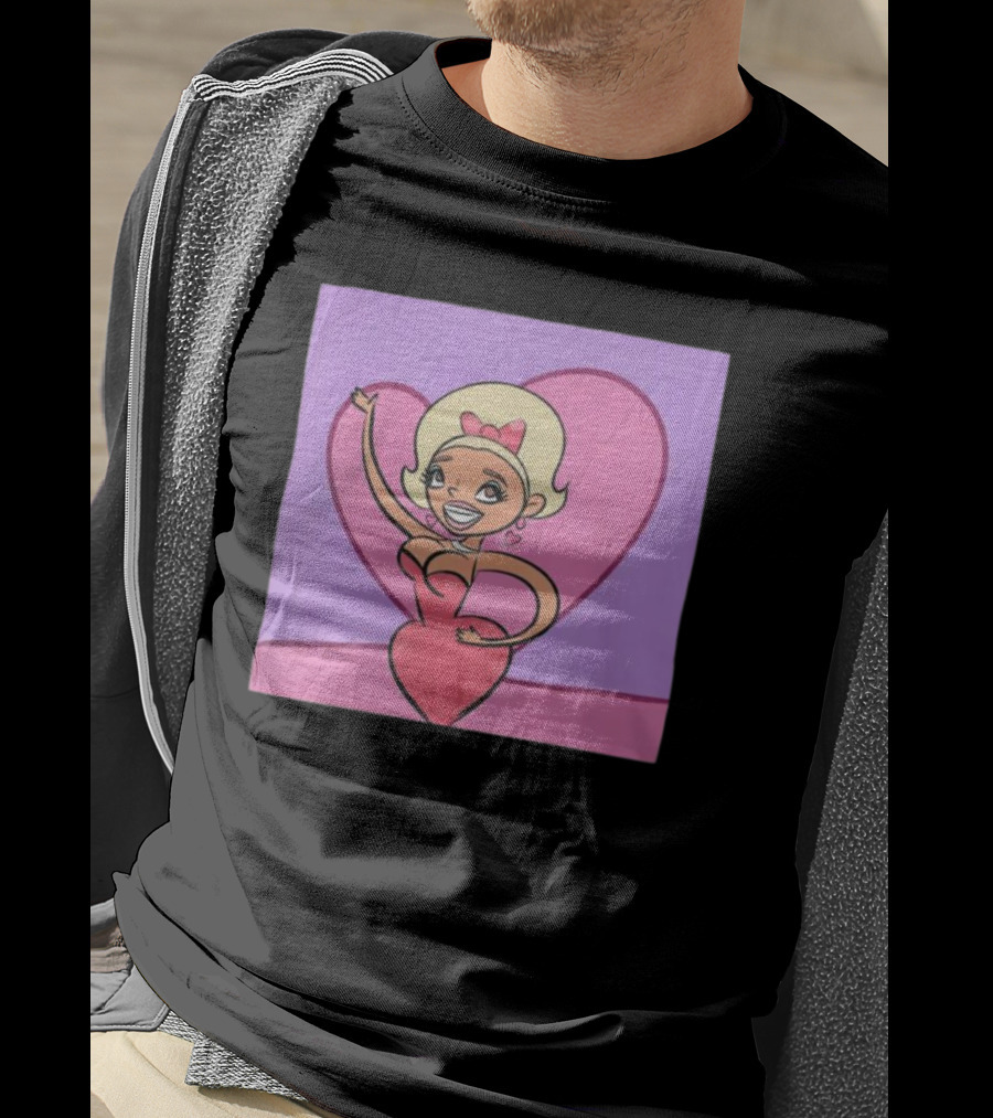 Jaymes Mansfield Cartoon Heart Outfit Pink Background T-Shirt